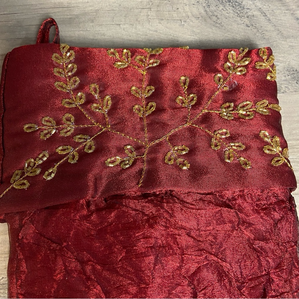 Set of 2, Red/Gold‎ Beaded Christmas Stocking 18" - Picture 7 of 10